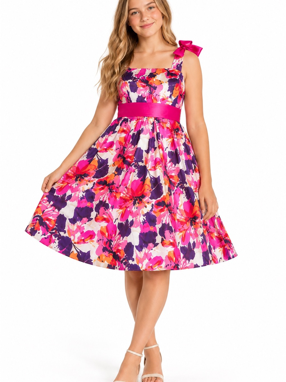 My Michelle Pink Floral Party Wedding Dress Size 16